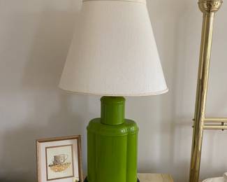 Mid-century LARGE green lamp - one of two