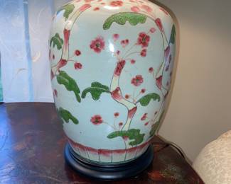 Pair ginger jar lamps - custom shades