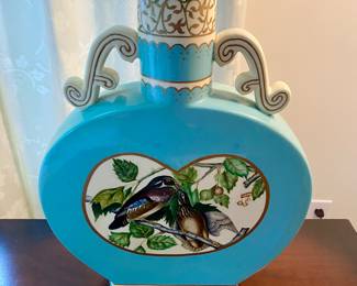 Large Maitland Smith vase - hand painted birds