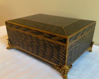 Maitland Smith box - gold painting - ormolu feet