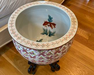 Fishbowl jardiniere on stand - one of two
