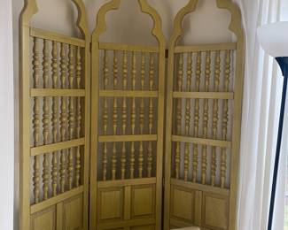 Painted wood folding screen
