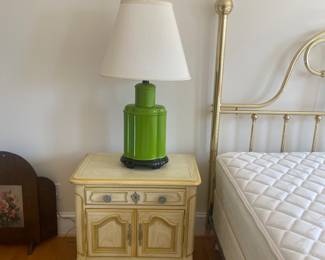 Mid-century LARGE green lamp - one of two & Century Furniture nightstand