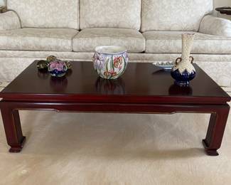 Asian inspired French finish cocktail table