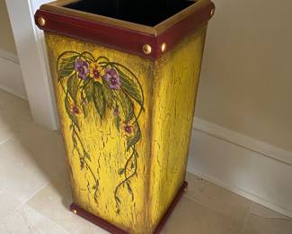 Hand painted wood umbrella stand