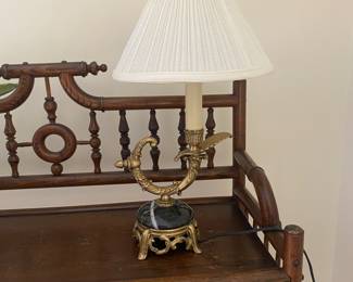 Petite brass & marble lamp