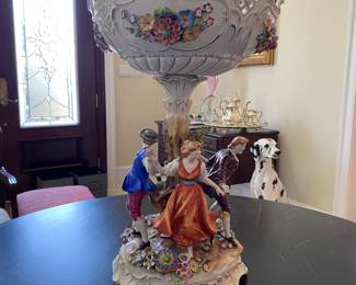 LARGE Antique porcelain centerpiece w/ 4 figures
