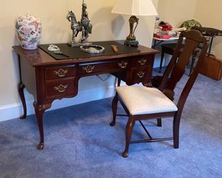 Queen Anne mahogany desk & chair