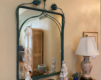 Large sculptural metal/tole framed mirror