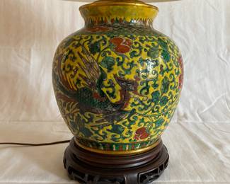 Colorful ginger jar lamp - custom shade