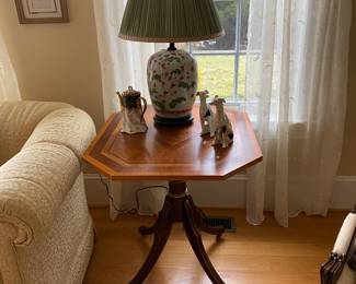 Inlaid octagonal pedestal table