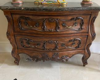 Marble top bombe chest