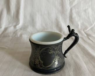 Silver plated antique shaving mug