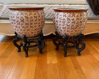 Fishbowl jardinieres on stands