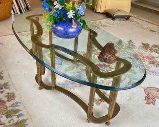 Glass & brass cocktail table