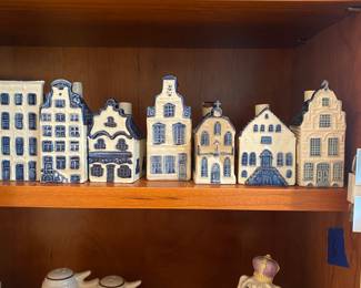 Vintage KLM Airlines Rhinebende blue & white houses - liquor bottles