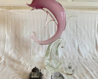 XL glass dolphin sculpture