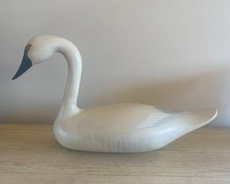 Carved wood swan - signed "Joey Jobes"