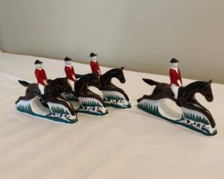 Set of ceramic horse & rider napkin rings