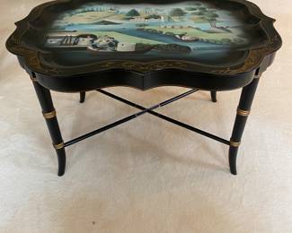 Maitland Smith decorated tole tray table