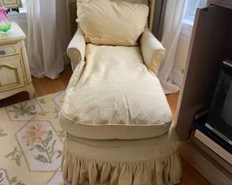 Slip covered down filled chaise lounge