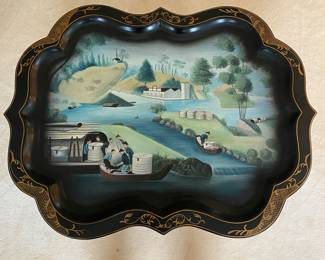 Maitland Smith decorated tole tray table