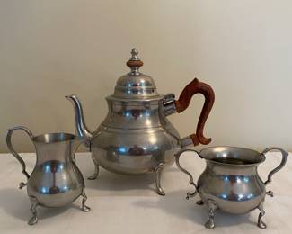 Stieff Williamsburg pewter tea set