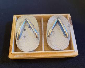 Sterling thong salt & pepper shakers