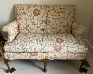 Vintage crewel work loveseat
