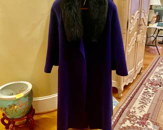 Christian Dior wool coat with fur collar