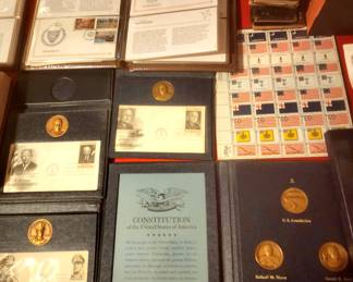 Many 1st day stamp covers and miscellaneous coin sets