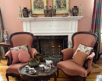 Pair of Walnut Victorian Parlor Chairs