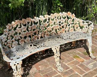 Large antique CAST IRON bench....rare!