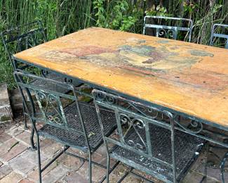 Iron Table and Chairs with French drawing!