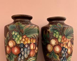 PAIR of great vases....vivid colors!