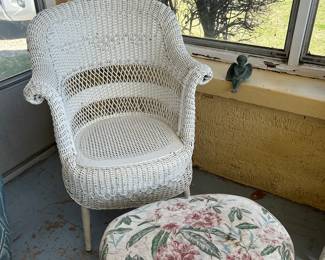 Antique chair and antique wicker stool!