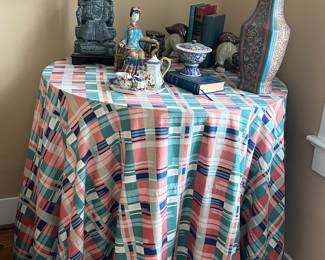 Round Table with Custom Tablecloth!