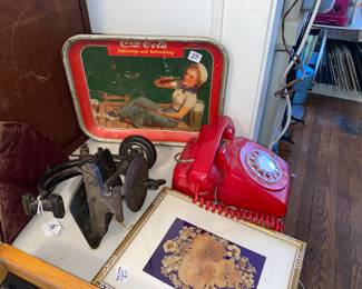Red rotary phone, Coke tray and more