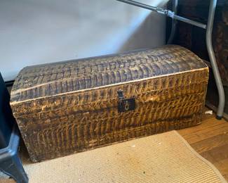Painted antique trunk