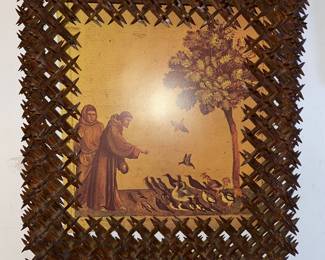 Large Crown of Thorns tramp art frame -stunning!