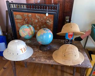 Gloves, hats and fireplace screen