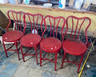 Red metal chairs