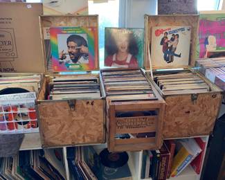 Many boxes of albums