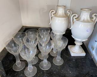 Glass ware and china vases