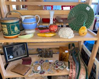 Mocha ware pitcher, China, linen photos and more