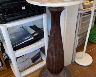 Marble top stand with wooden base