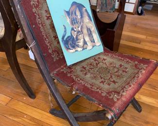 Folding antique sewing chair