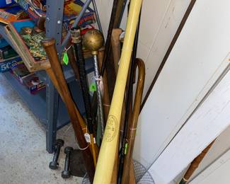 Canes, baseball bats, walking sticks 