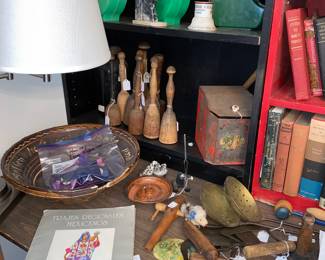 Antique kitchen implements, pitchers and more