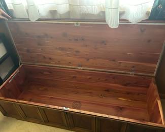 Cedar chest is long and low